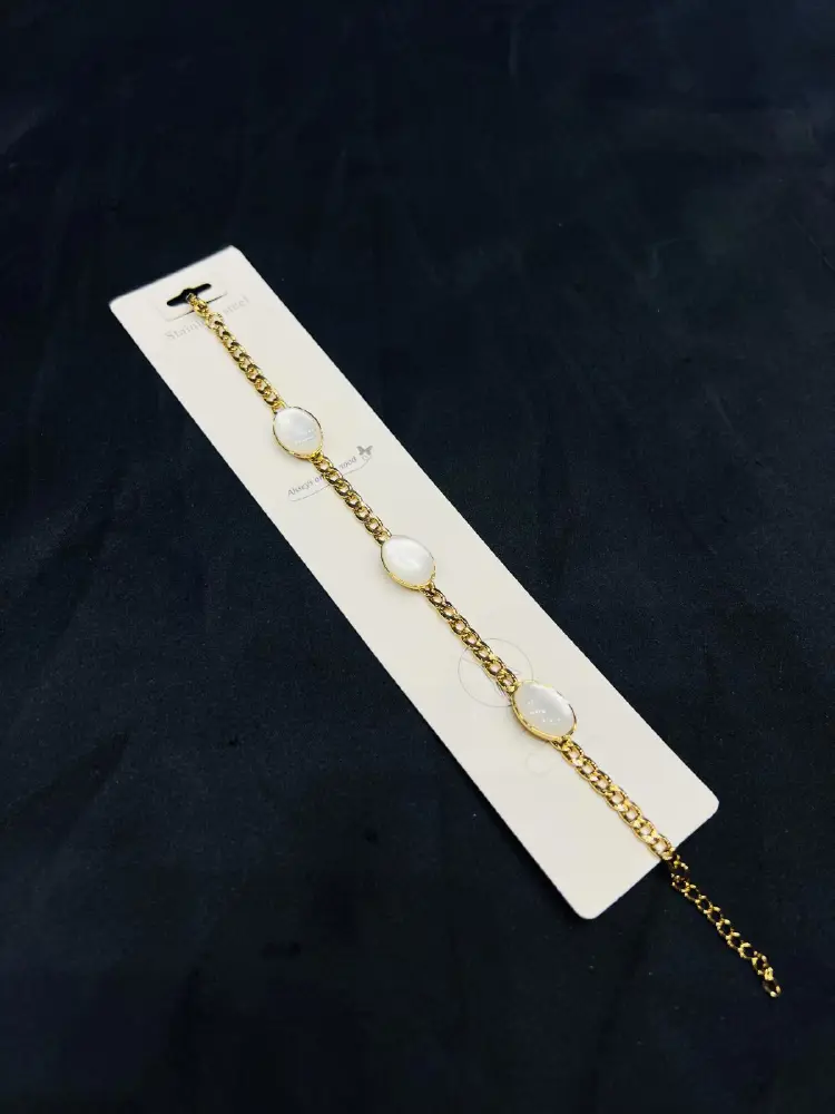 Stainless Steel Bracelet in White Stones