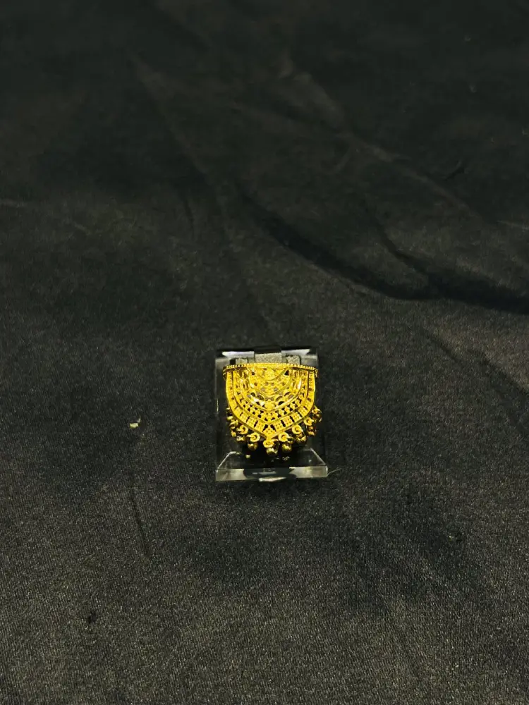 24K Gold Polish adjustable Ring with Golden Beads