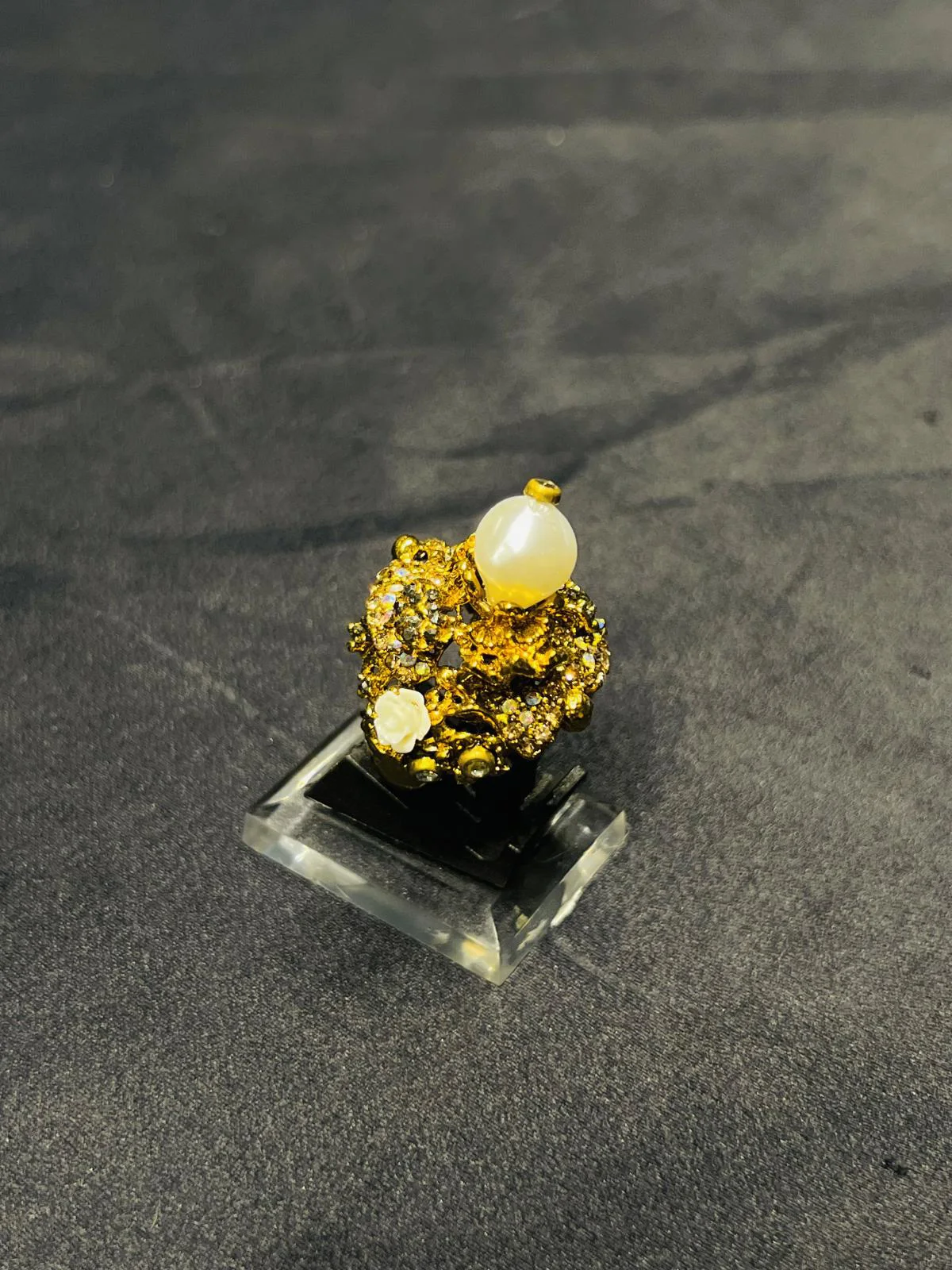 Turkish Gold Look RIng with Mother of Pearls