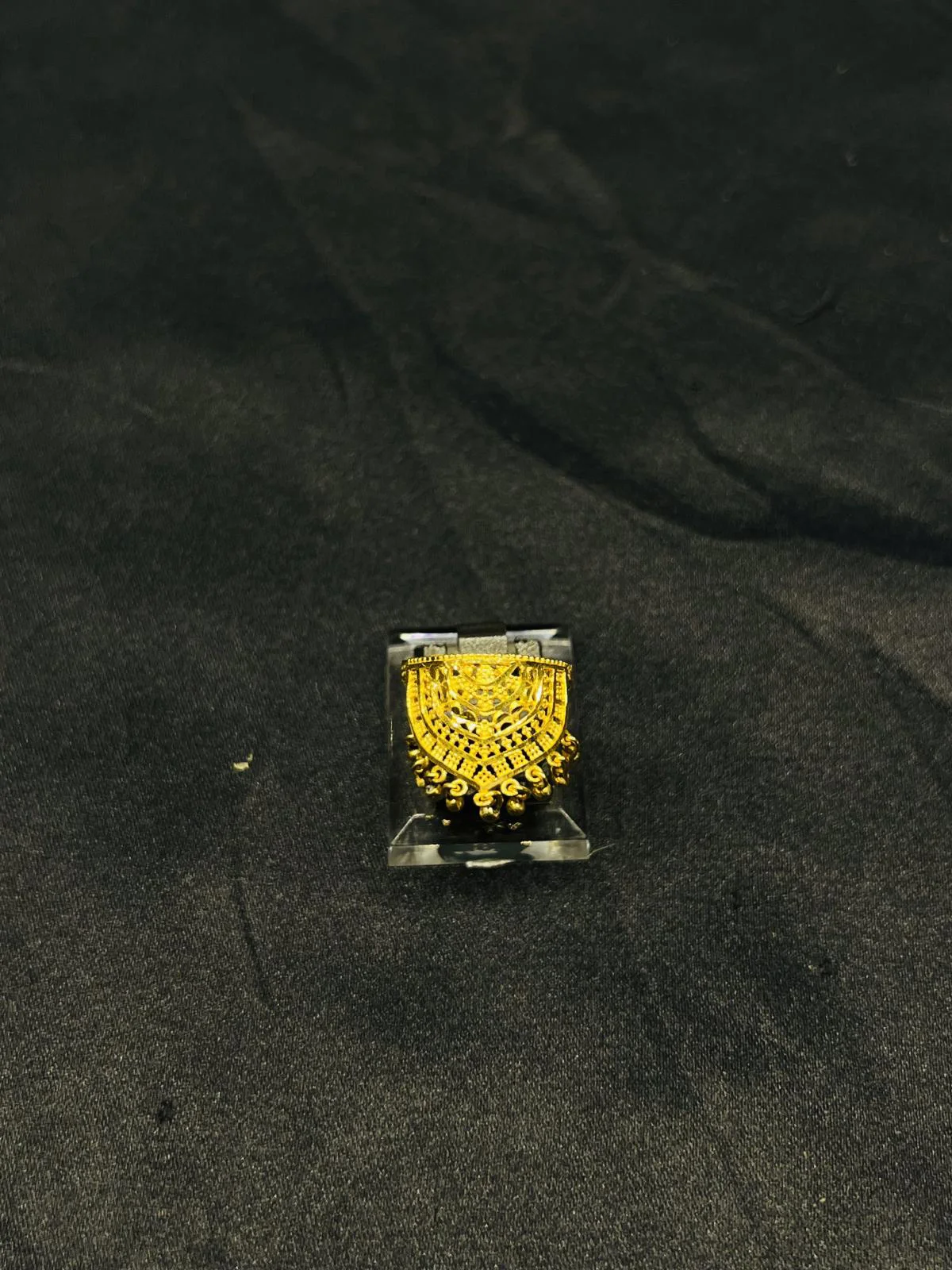 24K Gold Polish adjustable Ring with Golden Beads