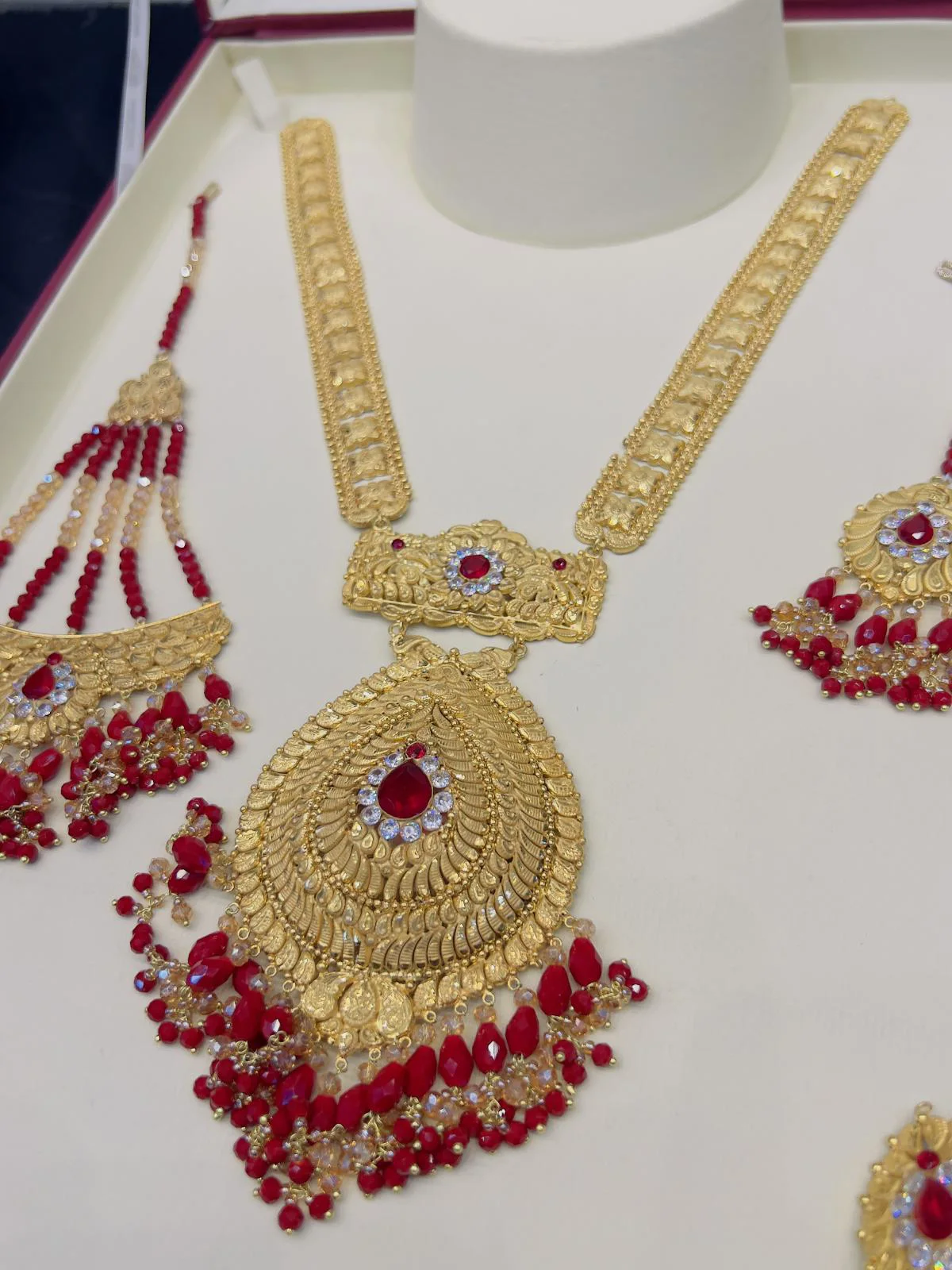 Beautiful gold polish mala set with tikka and jhumar inreal goldlook