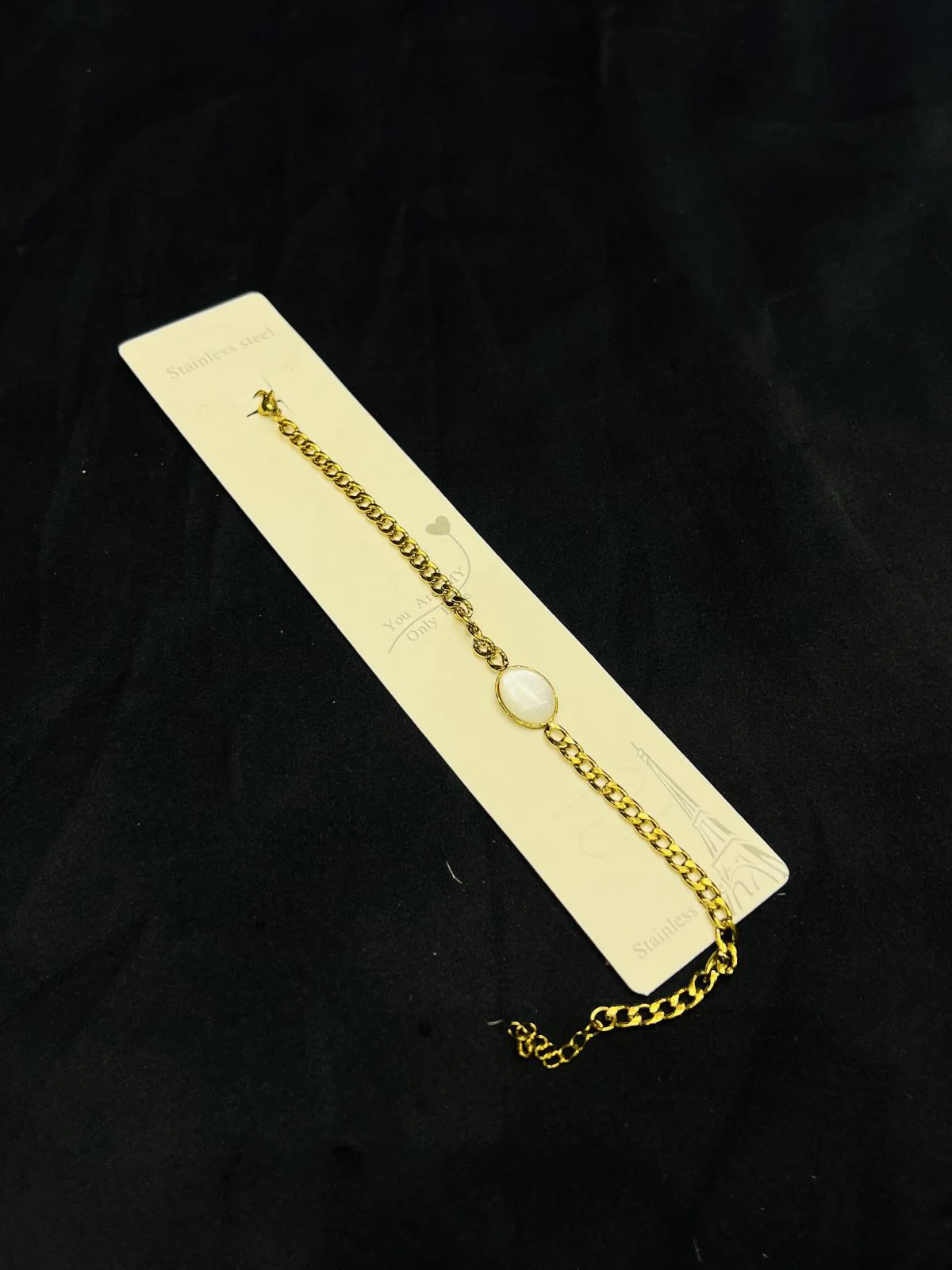 Stainless Steel Bracelet in White Stone