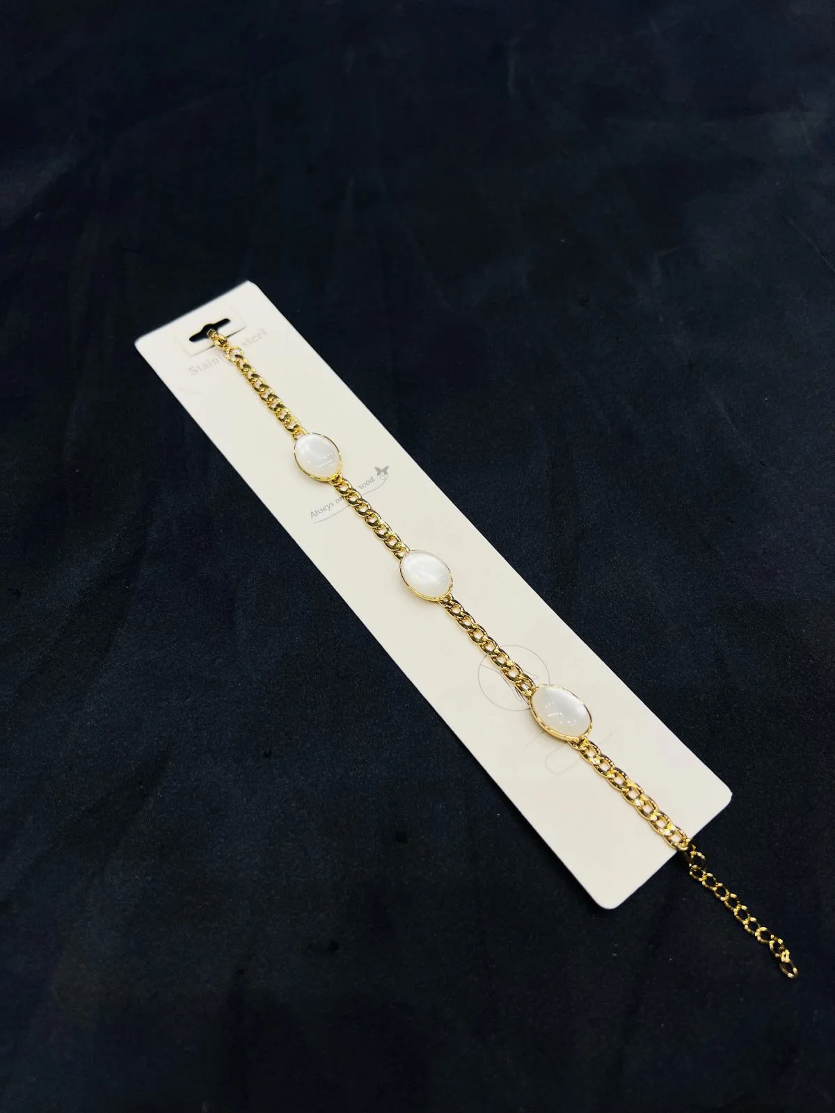 Stainless Steel Bracelet in White Stones