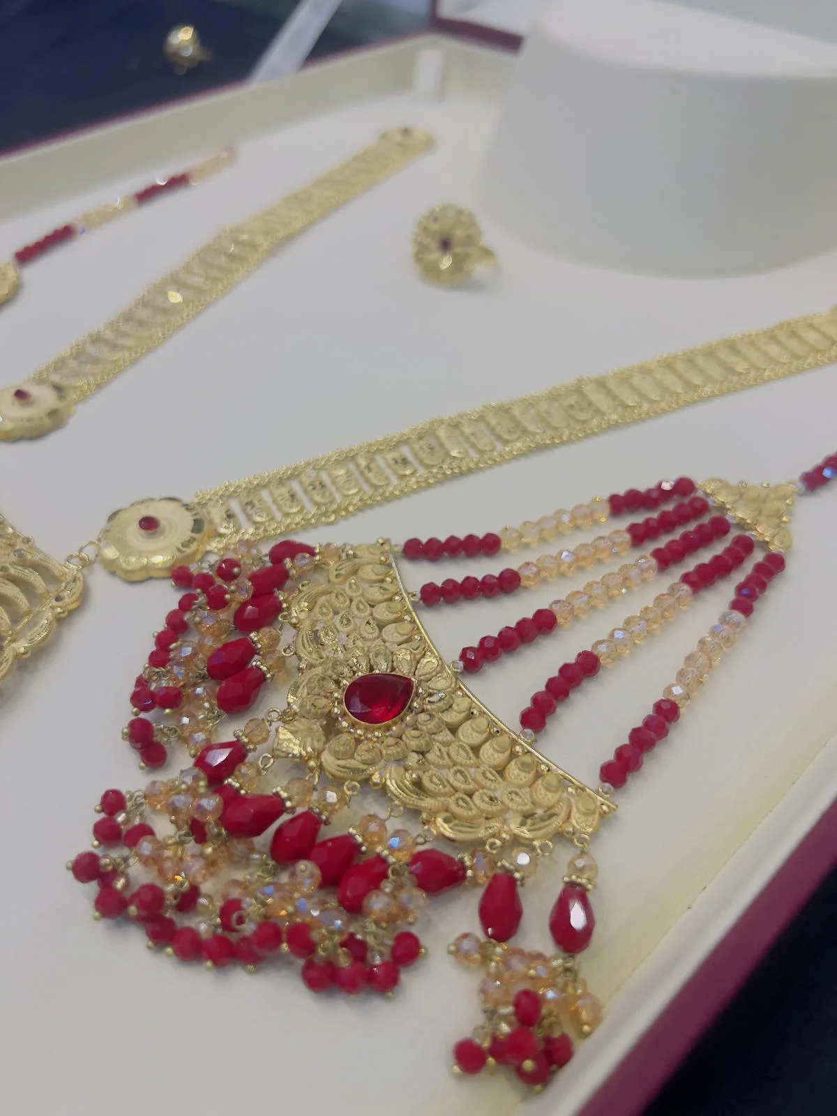 Beautiful gold polish mala with jhumar tikka  in real goldlook