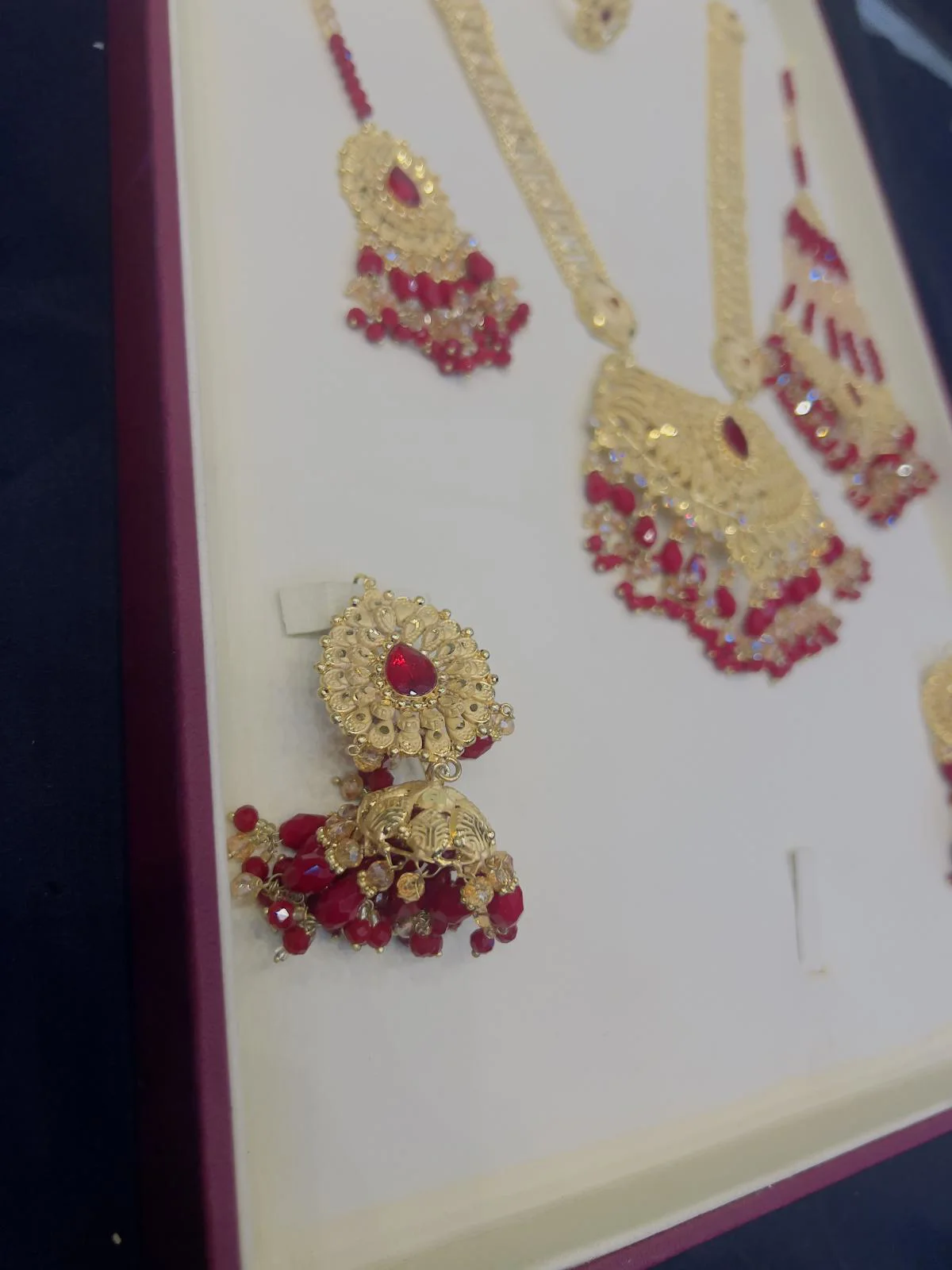 Beautiful gold polish mala with jhumar tikka  in real goldlook