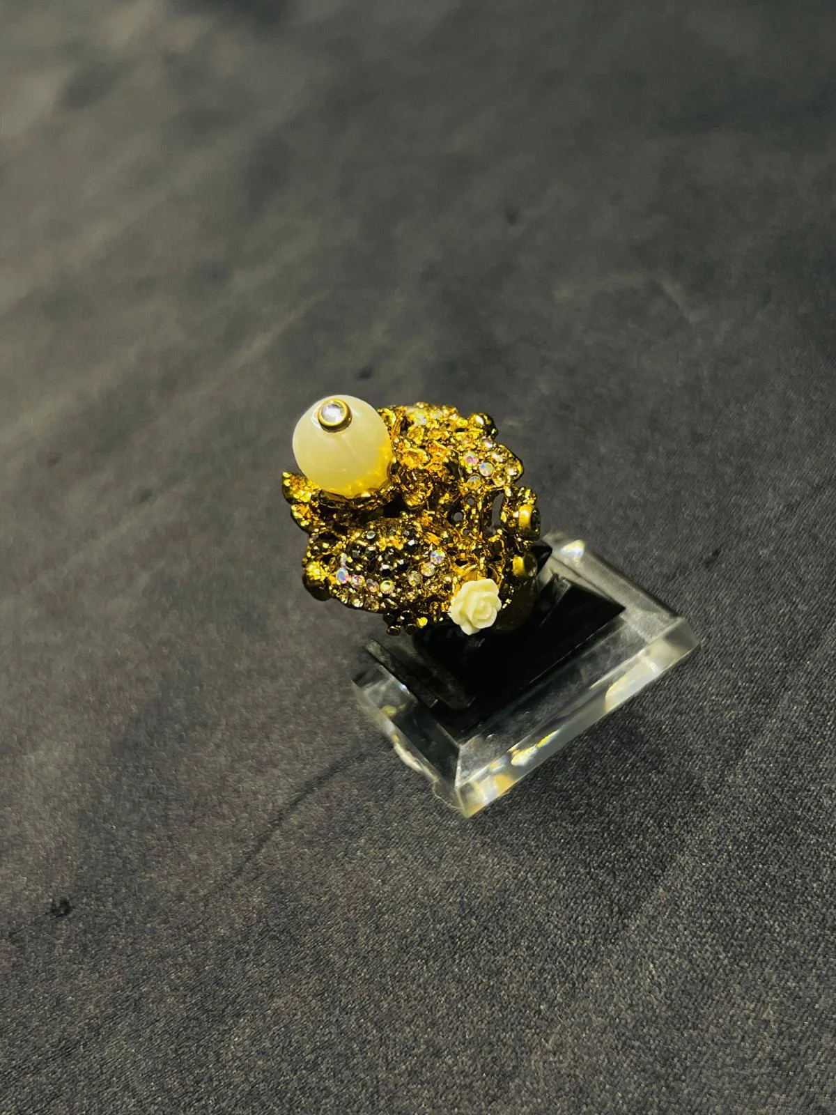 Turkish Gold Look RIng with Mother of Pearls