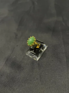 Goldplated adjustable Ring with green stone view 2
