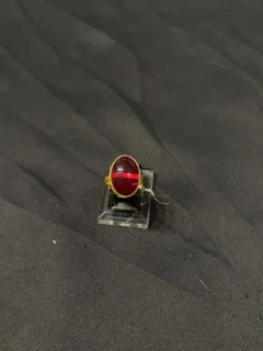 Goldplated adjustable Ring with red stone view 1