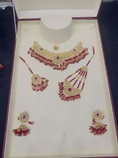 Beautiful gold polish  necklace set with real goldlook view 1