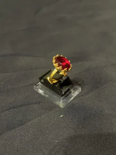Goldplated adjustable Ring with red stone view 2