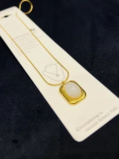 Stainless Steel Elegant White Stone  pendant view 2