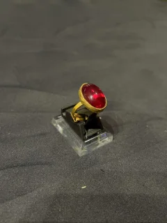 Goldplated adjustable Ring with red stone view 3