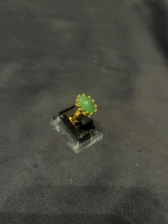 Goldplated adjustable Ring with green stone view 3