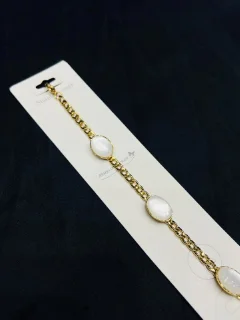Stainless Steel Bracelet in White Stones view 2