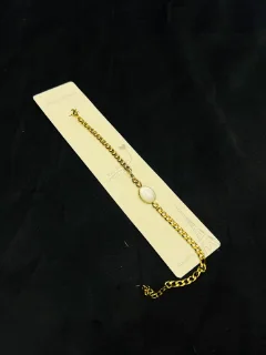 Stainless Steel Bracelet in White Stone view 1
