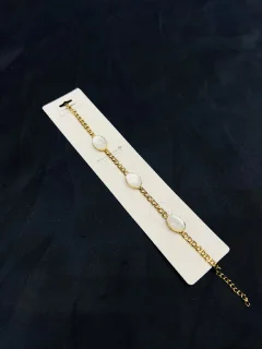 Stainless Steel Bracelet in White Stones view 3