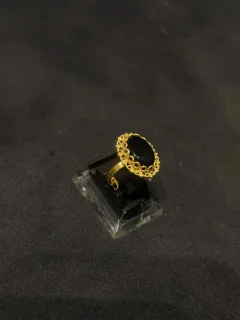 Goldplated adjustable Ring with black aqeeq view 3