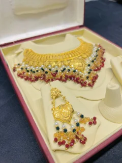 Beautiful Gold polish Necklace set with real Gold look view 2