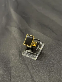 Goldplated adjustable Ring with black aqeeq view 3