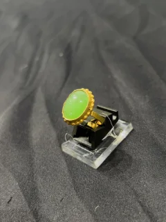 Goldplated adjustable Ring with green stone view 2