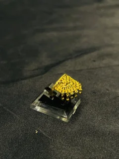 24K Gold Polish adjustable Ring with Golden Beads view 2