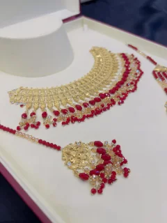 Beautiful bridle  gold polish necklace set with real goldlook view 2