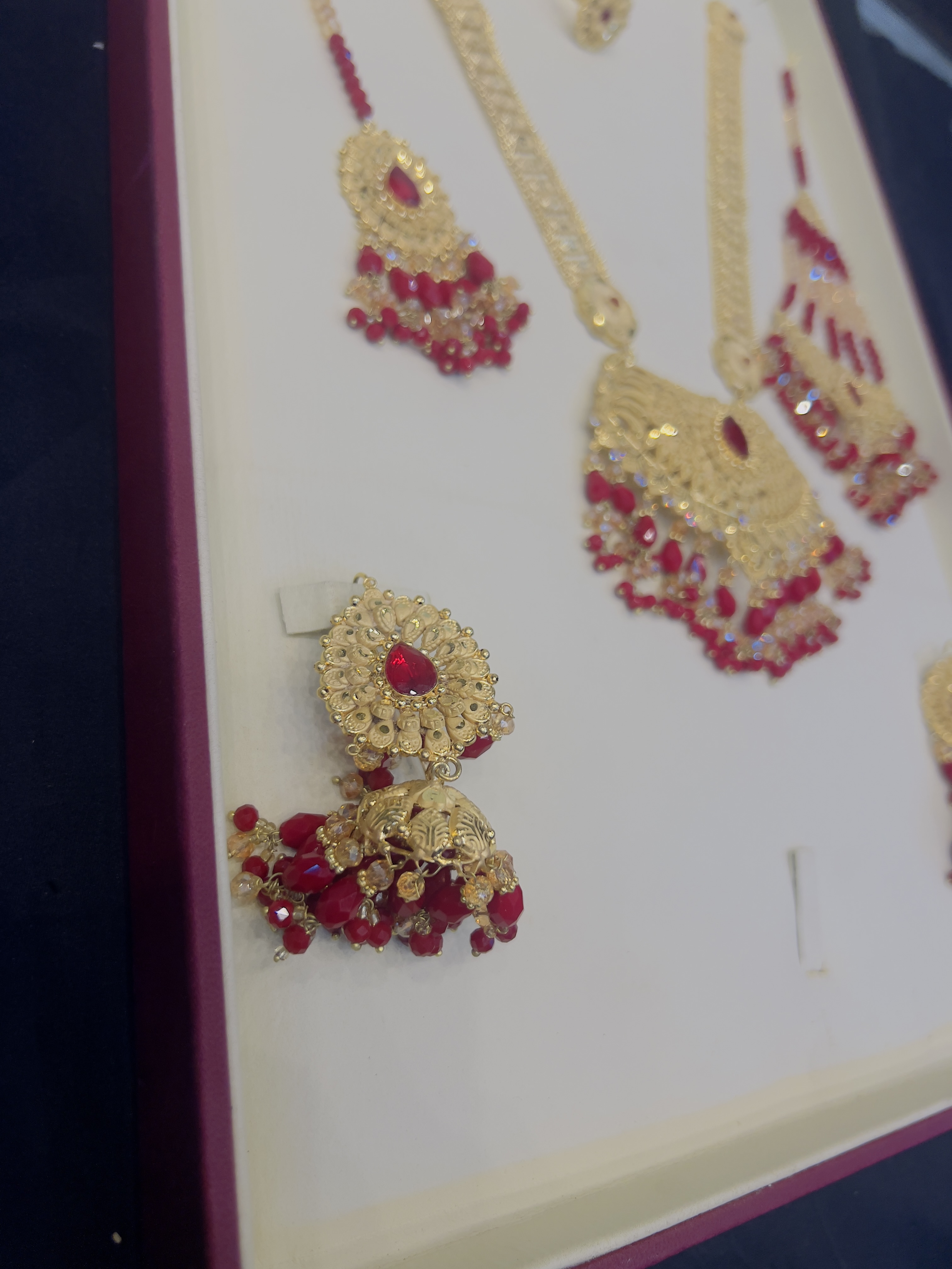 Beautiful gold polish mala with jhumar tikka  in real goldlook view 4